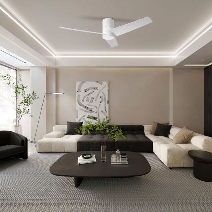 ZEVENTI - LED lubinis ventiliatorius BARROSA LED/18W/230V 3000/4000/6000K Wi-Fi Tuya balta + nuotolinio valdymo pultas