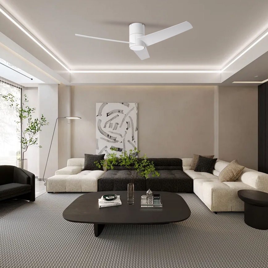 ZEVENTI - LED lubinis ventiliatorius BARROSA LED/18W/230V 3000/4000/6000K Wi-Fi Tuya balta + nuotolinio valdymo pultas