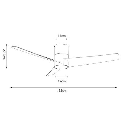 ZEVENTI - LED lubinis ventiliatorius BARROSA LED/18W/230V 3000/4000/6000K Wi-Fi Tuya balta + nuotolinis pultas