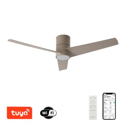 ZEVENTI - LED lubinis ventiliatorius BARROSA LED/18W/230V 3000/4000/6000K Wi-Fi Tuya smėlinis + nuotolinis valdymas