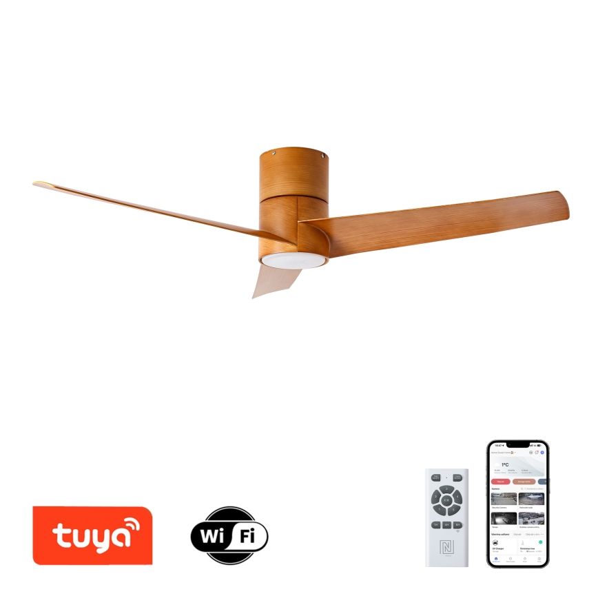 ZEVENTI - LED lubinis ventiliatorius BARROSA LED/18W/230V 3000/4000/6000K Wi-Fi Tuya ruda + nuotolinio valdymo pultas