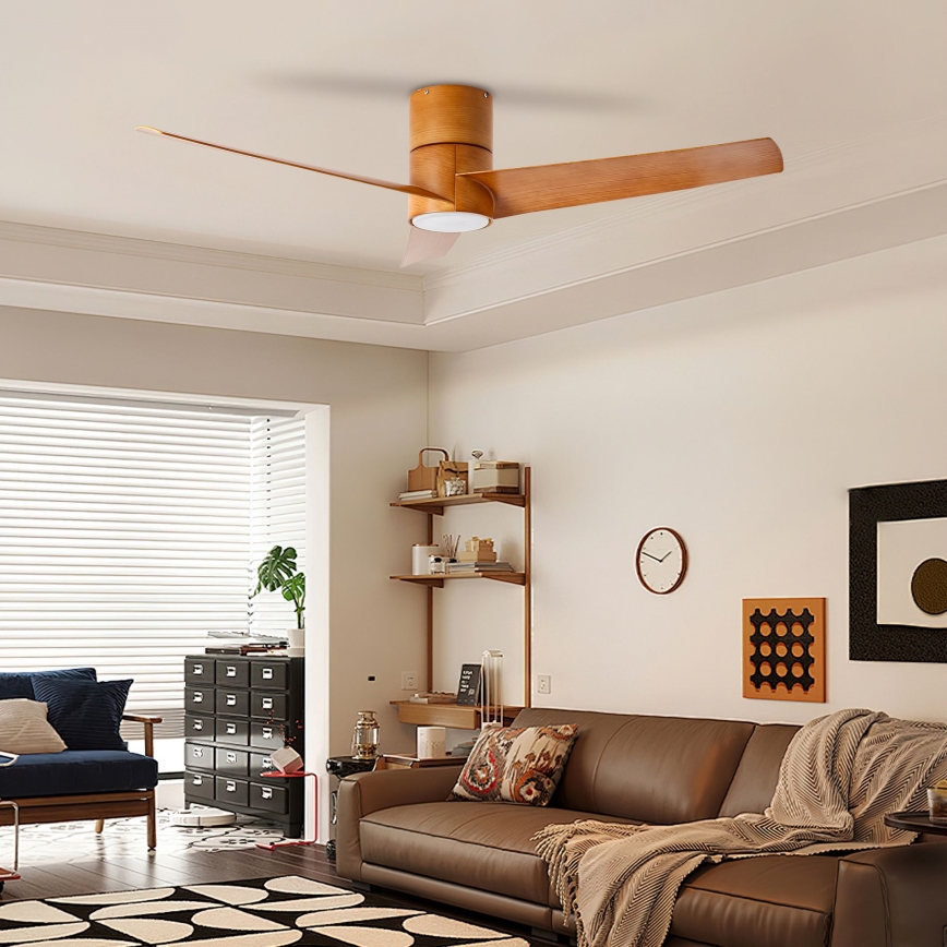 ZEVENTI - LED lubinis ventiliatorius BARROSA LED/18W/230V 3000/4000/6000K Wi-Fi Tuya ruda + nuotolinio valdymo pultas