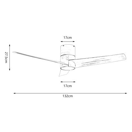 ZEVENTI - LED lubinis ventiliatorius BARROSA LED/18W/230V 3000/4000/6000K Wi-Fi Tuya ruda + nuotolinio valdymo pultas