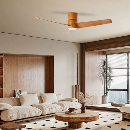 ZEVENTI - LED lubų ventiliatorius BARROSA LED/18W/230V 3000/4000/6000K Wi-Fi Tuya rudos spalvos + nuotolinis valdymas