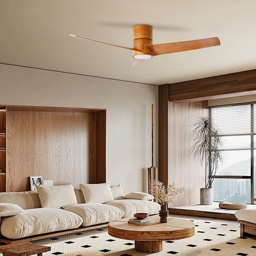 ZEVENTI - LED lubų ventiliatorius BARROSA LED/18W/230V 3000/4000/6000K Wi-Fi Tuya rudos spalvos + nuotolinis valdymas