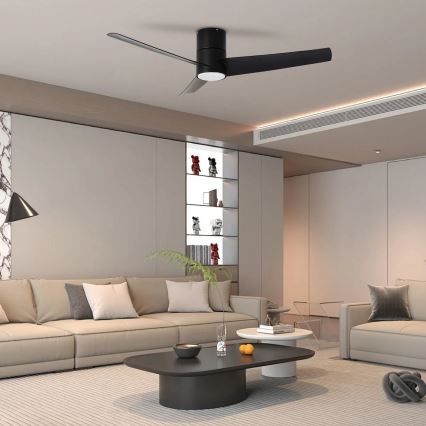 ZEVENTI - LED lubinis ventiliatorius BARROSA LED/18W/230V 3000/4000/6000K Wi-Fi Tuya juoda + nuotolinio valdymo pultas