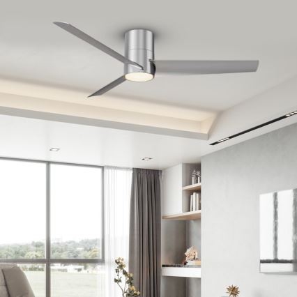 ZEVENTI - LED lubinis ventiliatorius BARROSA LED/18W/230V 3000/4000/6000K Wi-Fi Tuya matinis chromas + nuotolinio valdymo pultas