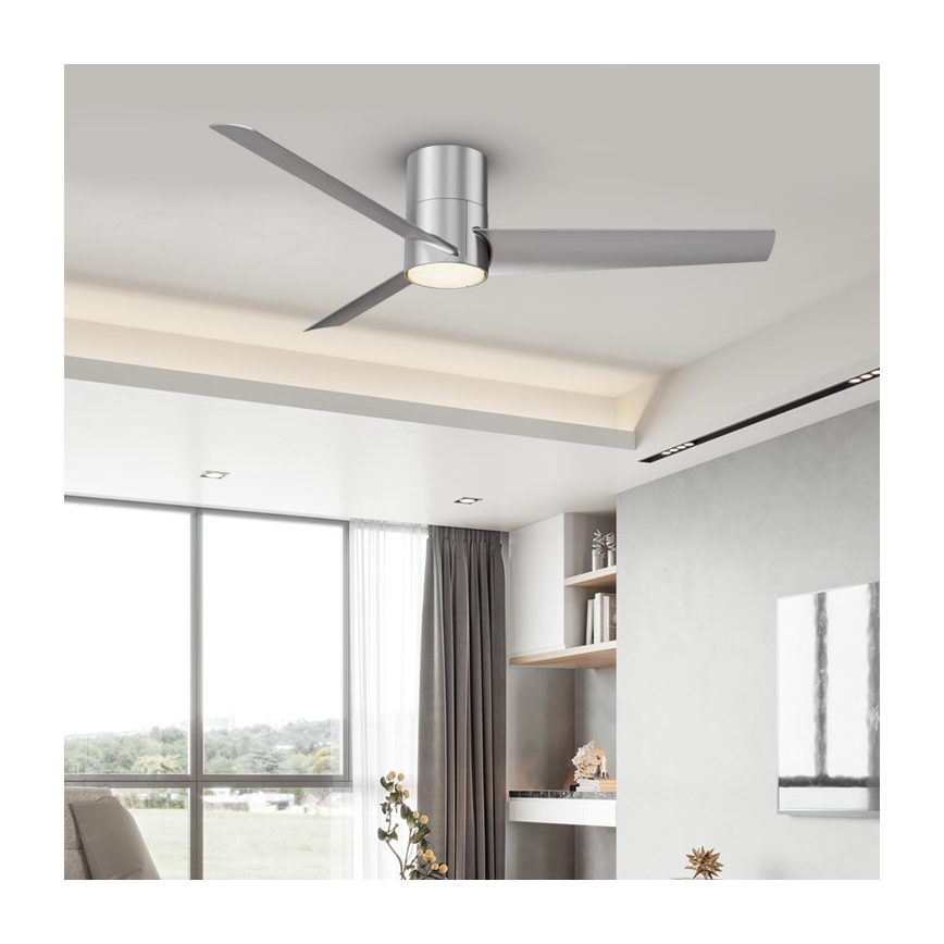 ZEVENTI - LED lubinis ventiliatorius BARROSA LED/18W/230V 3000/4000/6000K Wi-Fi Tuya matinis chromas + nuotolinio valdymo pultas