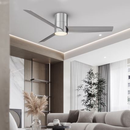 ZEVENTI - LED lubinis ventiliatorius BARROSA LED/18W/230V 3000/4000/6000K Wi-Fi Tuya matinis chromas + nuotolinio valdymo pultas