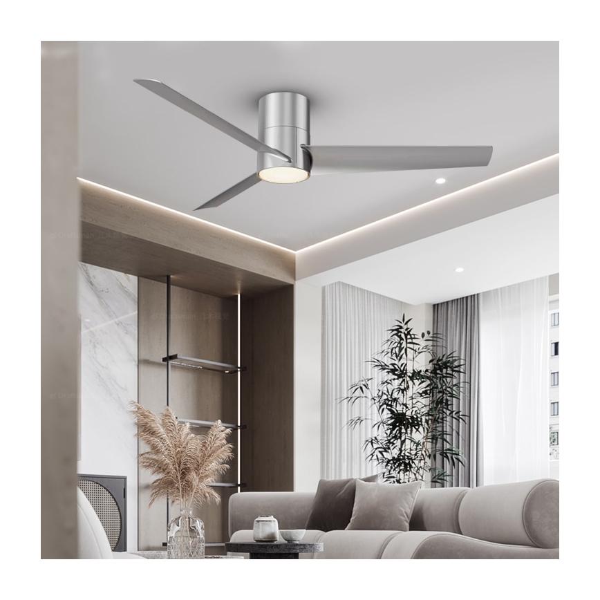 ZEVENTI - LED lubinis ventiliatorius BARROSA LED/18W/230V 3000/4000/6000K Wi-Fi Tuya matinis chromas + nuotolinio valdymo pultas