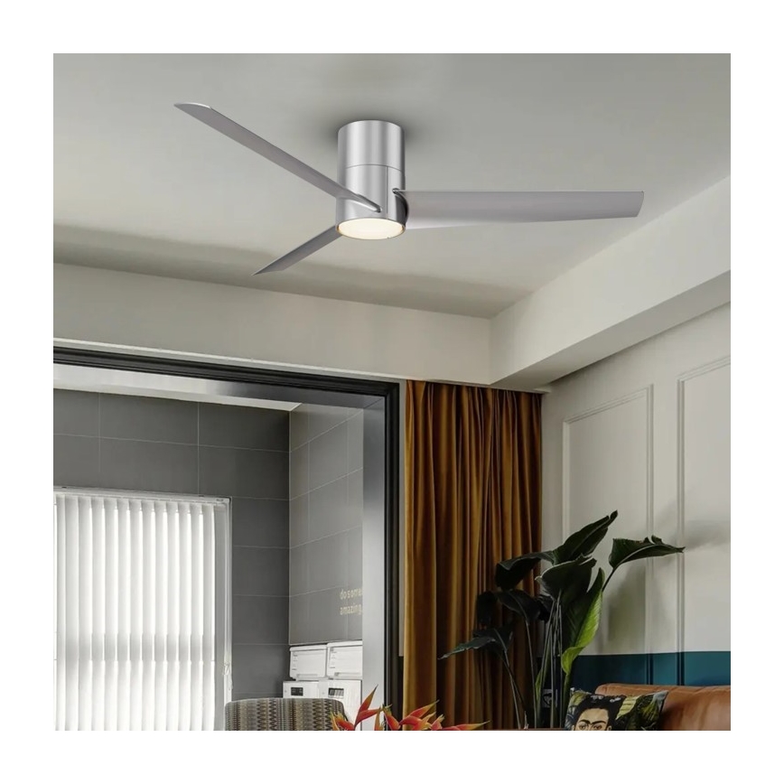 ZEVENTI - LED lubinis ventiliatorius BARROSA LED/18W/230V 3000/4000/6000K Wi-Fi Tuya matinis chromas + nuotolinio valdymo pultas