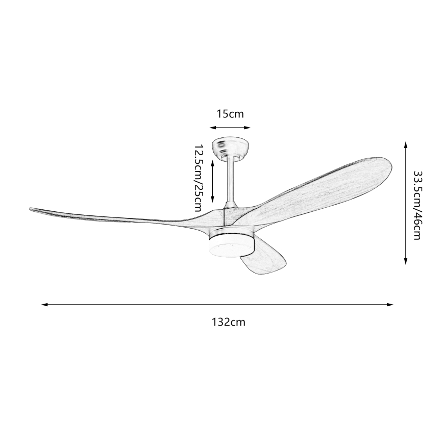 ZEVENTI - GINOSA lubinis LED ventiliatorius LED/18W/230V 3000/4000/6000K Wi-Fi Tuya juodas/ąžuolas + nuotolinis pultas