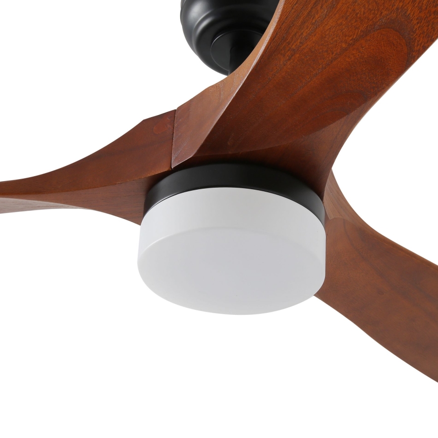 ZEVENTI - LED Reguliuojamas lubinis ventiliatorius GINOSA LED/18W/230V 3000-6000K Wi-Fi Tuya juoda/ąžuolas + nuotolinio valdymo pultas