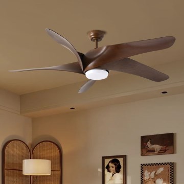 ZEVENTI - LED lubinis ventiliatorius LUCCA LED/18W/230V 3000-6000K Wi-Fi Tuya ruda + nuotolinis valdymas
