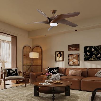 ZEVENTI - LED Reguliuojamas lubinis ventiliatorius LUCCA LED/18W/230V 3000-6000K Wi-Fi Tuya ruda + nuotolinio valdymo pultas