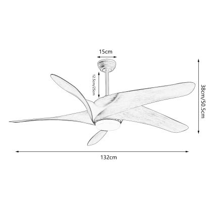 ZEVENTI - LED Reguliuojamas lubinis ventiliatorius LUCCA LED/18W/230V 3000-6000K Wi-Fi Tuya ruda + nuotolinio valdymo pultas