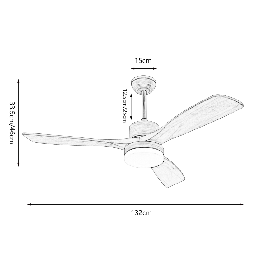ZEVENTI - LED Reguliuojamas lubinis ventiliatorius MARE LED/24W/230V 3000-6000K Wi-Fi Tuya ąžuolas + nuotolinio valdymo pultas