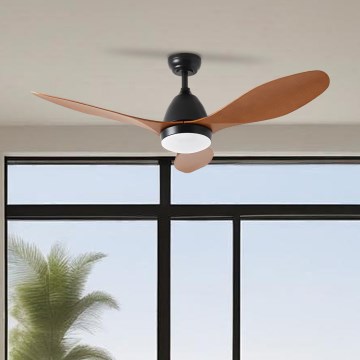 ZEVENTI - LED lubinis ventiliatorius MURO LED/18W/230V 3000-6000K Wi-Fi Tuya juodas + nuotolinio valdymo pultas