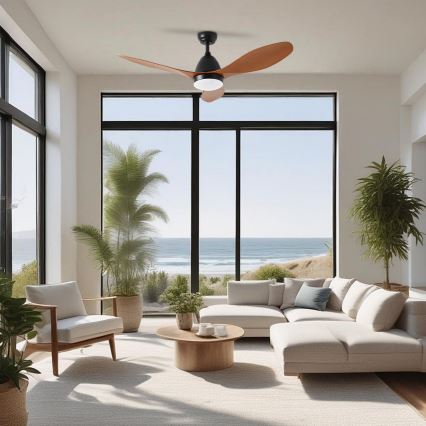 ZEVENTI - LED lubų ventiliatorius MURO LED/18W/230V 3000/4000/6000K Wi-Fi Tuya juodas + nuotolinio valdymo pultas