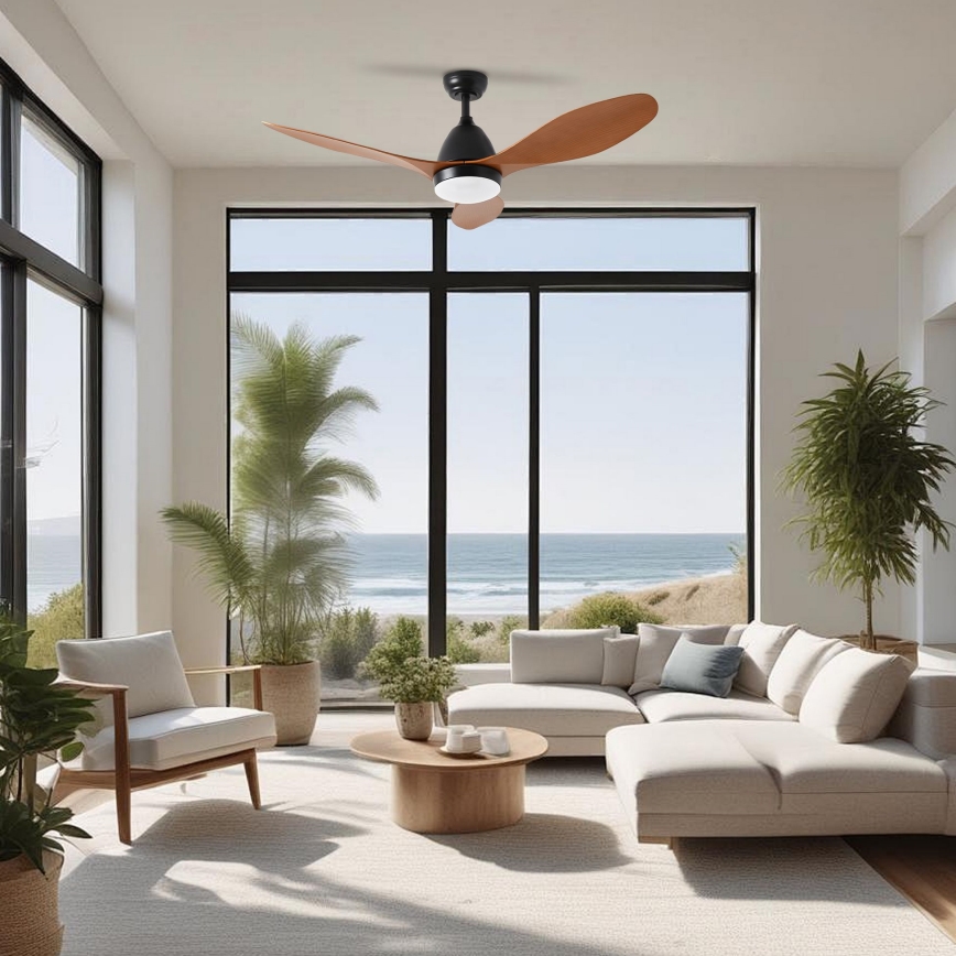 ZEVENTI - LED lubų ventiliatorius MURO LED/18W/230V 3000/4000/6000K Wi-Fi Tuya juodas + nuotolinio valdymo pultas