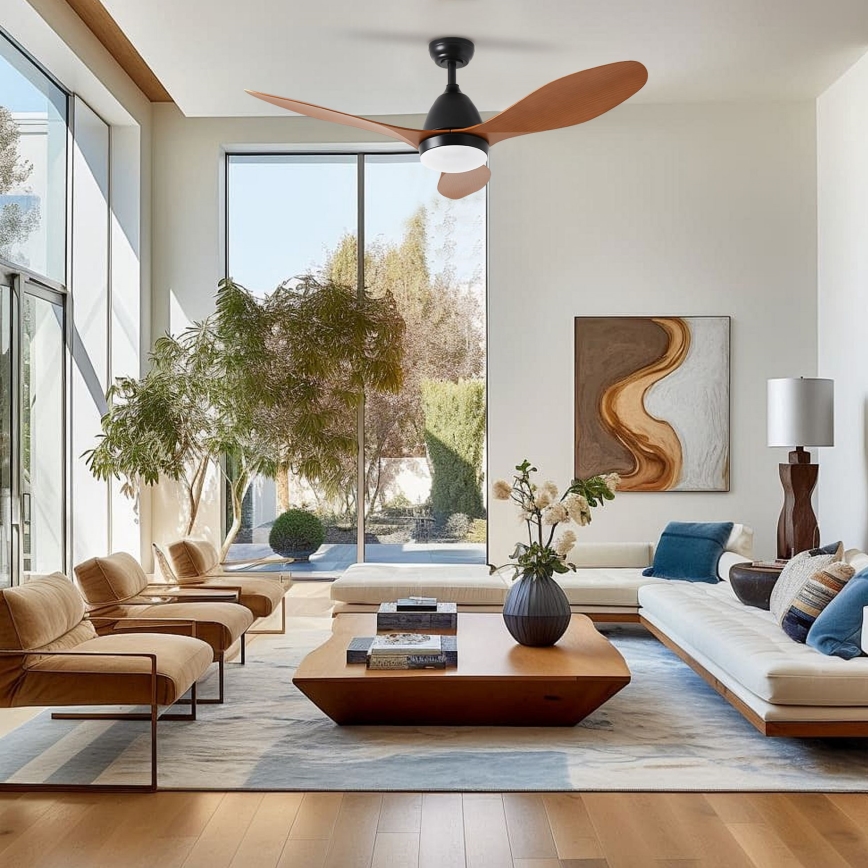 ZEVENTI - LED lubų ventiliatorius MURO LED/18W/230V 3000/4000/6000K Wi-Fi Tuya juodas + nuotolinio valdymo pultas