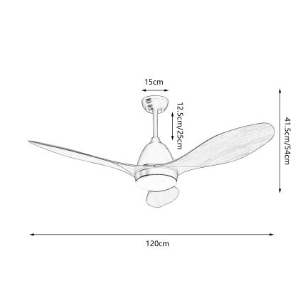 ZEVENTI - LED lubų ventiliatorius MURO LED/18W/230V 3000/4000/6000K Wi-Fi Tuya juodas + nuotolinio valdymo pultas