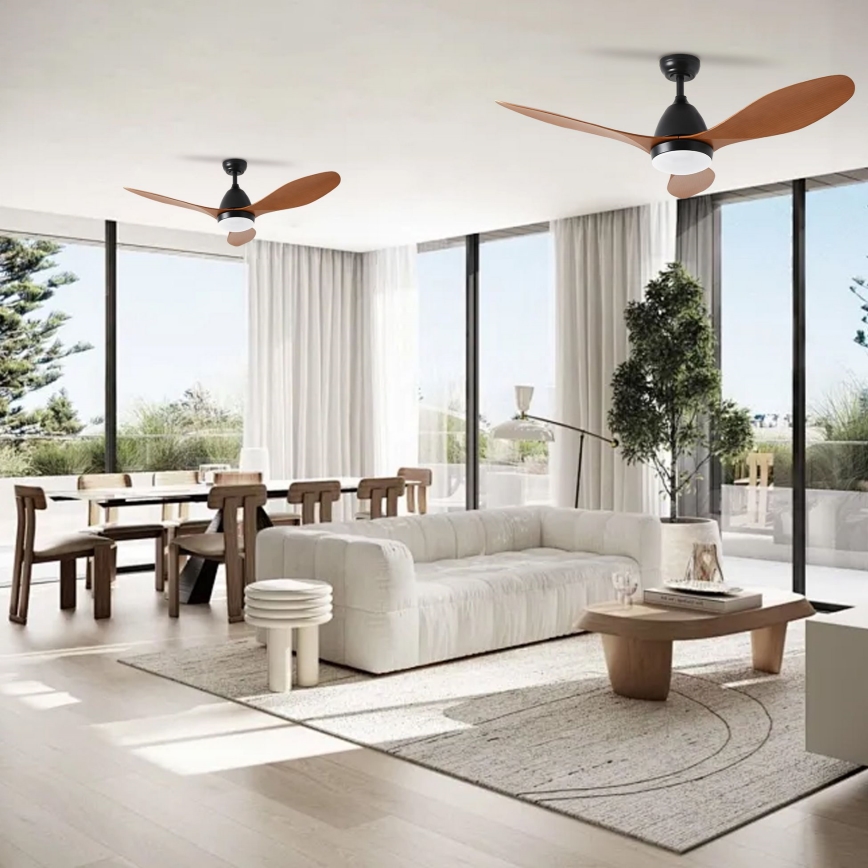 ZEVENTI - LED Reguliuojamas lubinis ventiliatorius MURO LED/18W/230V 3000-6000K Wi-Fi Tuya juoda + nuotolinio valdymo pultas