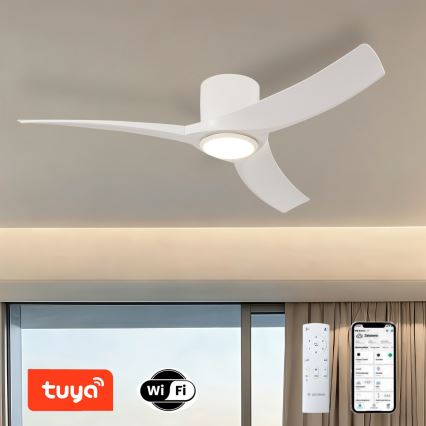 ZEVENTI - dimeriuojamas LED lubinis ventiliatorius ORBITO LED/24W/230V 3000/4000/6000K Wi-Fi Tuya baltas + nuotolinis valdymas
