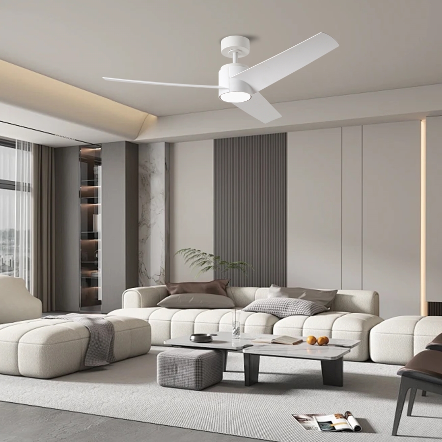ZEVENTI - LED lubinis ventiliatorius ORVIETO LED/18W/230V 3000-6000K Wi-Fi Tuya baltas + nuotolinis valdymas