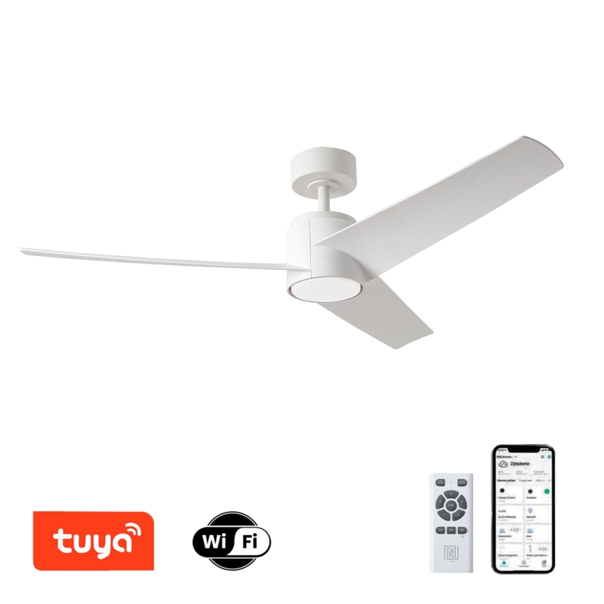 ZEVENTI - LED lubinis ventiliatorius ORVIETO LED/18W/230V 3000/4000/6000K Wi-Fi Tuya balta + su nuotoliniu pulteliu