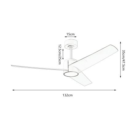 ZEVENTI - LED lubų ventiliatorius ORVIETO LED/18W/230V 3000/4000/6000K Wi-Fi Tuya balta + nuotolinio valdymo pultas