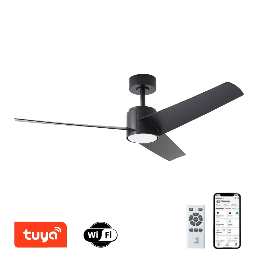 ZEVENTI - LED Reguliuojamas lubinis ventiliatorius ORVIETO LED/18W/230V 3000-6000K Wi-Fi Tuya juoda + nuotolinio valdymo pultas
