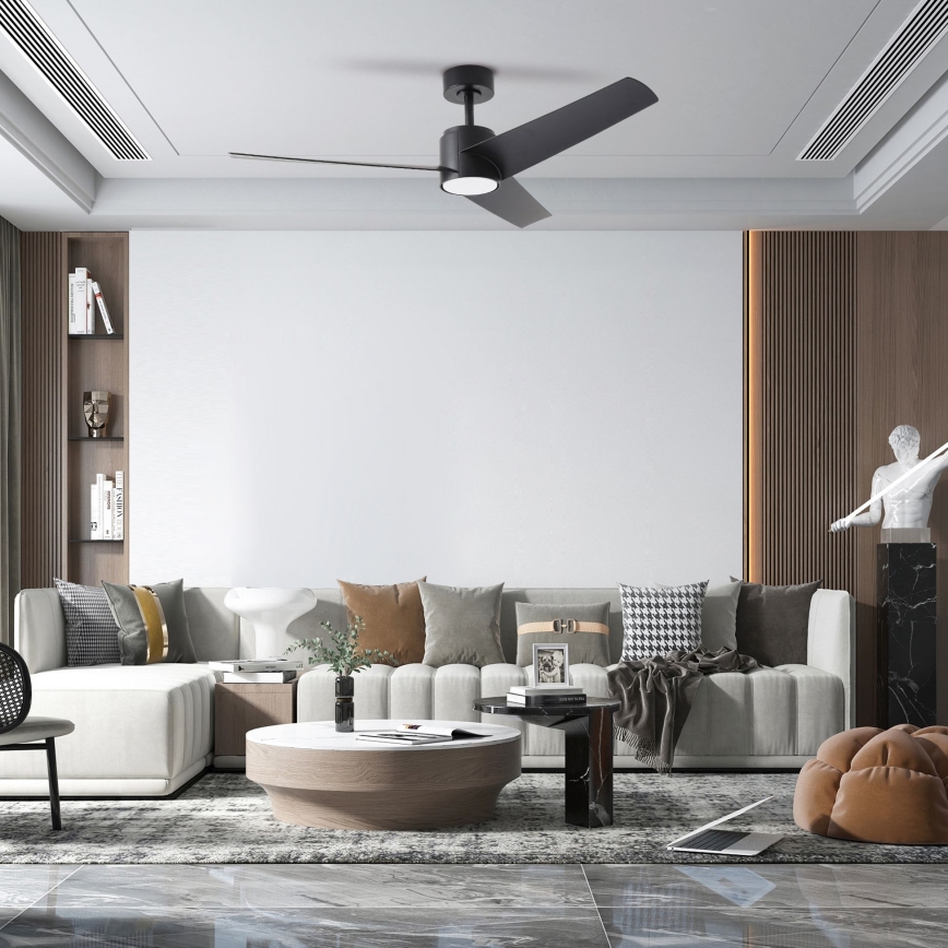 ZEVENTI - LED lubų ventiliatorius ORVIETO LED/18W/230V 3000/4000/6000K Wi-Fi Tuya juodas + nuotolinis pultas