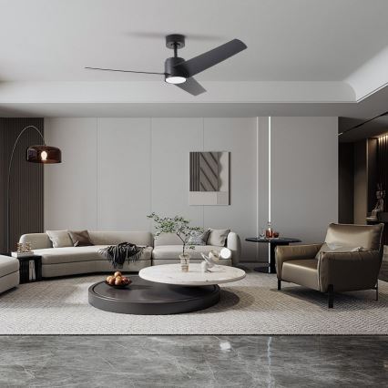 ZEVENTI - LED lubų ventiliatorius ORVIETO LED/18W/230V 3000/4000/6000K Wi-Fi Tuya juodas + nuotolinis pultas