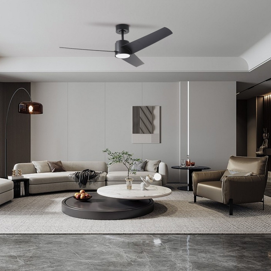 ZEVENTI - LED lubų ventiliatorius ORVIETO LED/18W/230V 3000/4000/6000K Wi-Fi Tuya juodas + nuotolinis pultas