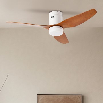 ZEVENTI - LED lubinis ventiliatorius PADUA LED/18W/230V 3000/4000/6000K Wi‑Fi Tuya balta/ruda + nuotolinis valdymas