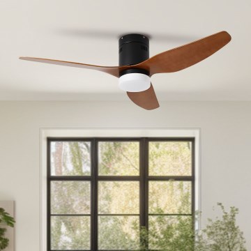 ZEVENTI - LED lubinis ventiliatorius PADUA LED/18W/230V 3000-6000K Wi-Fi Tuya juoda/ruda + nuotolinis valdymas