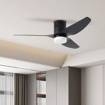 ZEVENTI - LED lubinis ventiliatorius PADUA LED/18W/230V 3000-6000K Wi-Fi Tuya juodas + nuotolinio valdymo pultas