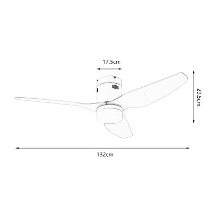 ZEVENTI - LED lubinis ventiliatorius PADUA LED/18W/230V 3000/4000/6000K Wi-Fi Tuya balta + nuotolinis valdymas