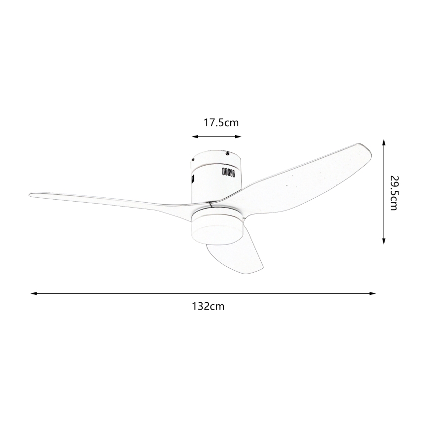 ZEVENTI - LED lubinis ventiliatorius PADUA LED/18W/230V 3000/4000/6000K Wi-Fi Tuya balta + nuotolinis valdymas