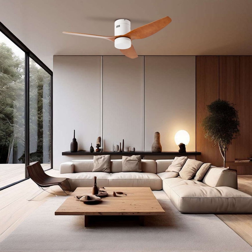 ZEVENTI - LED lubinis ventiliatorius PADUA LED/18W/230V 3000-6000K Wi-Fi Tuya balta/ruda + nuotolinis valdymas