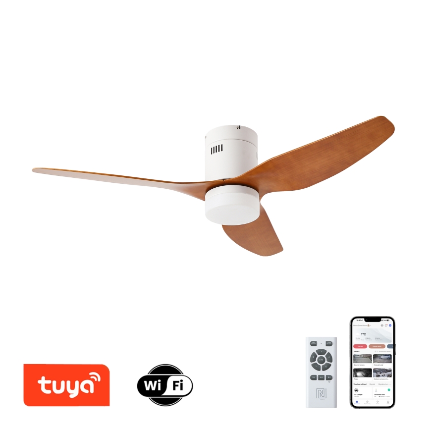 ZEVENTI - LED Reguliuojamas lubinis ventiliatorius PADUA LED/18W/230V 3000-6000K Wi-Fi Tuya balta/ruda + nuotolinio valdymo pultas