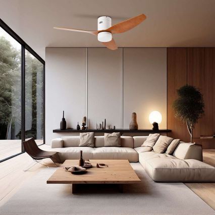 ZEVENTI - LED Reguliuojamas lubinis ventiliatorius PADUA LED/18W/230V 3000-6000K Wi-Fi Tuya balta/ruda + nuotolinio valdymo pultas