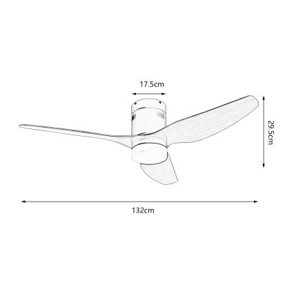 ZEVENTI - LED Reguliuojamas lubinis ventiliatorius PADUA LED/18W/230V 3000-6000K Wi-Fi Tuya balta/ruda + nuotolinio valdymo pultas