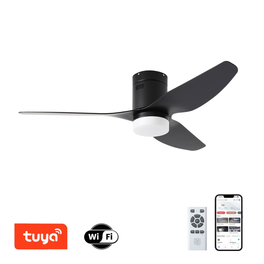 ZEVENTI - LED Reguliuojamas lubinis ventiliatorius PADUA LED/18W/230V 3000-6000K Wi-Fi Tuya juoda + nuotolinio valdymo pultas