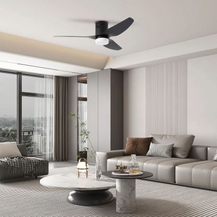 ZEVENTI - LED Reguliuojamas lubinis ventiliatorius PADUA LED/18W/230V 3000-6000K Wi-Fi Tuya juoda + nuotolinio valdymo pultas