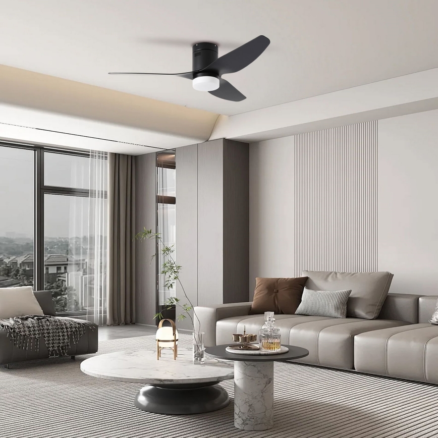 ZEVENTI - LED Reguliuojamas lubinis ventiliatorius PADUA LED/18W/230V 3000-6000K Wi-Fi Tuya juoda + nuotolinio valdymo pultas