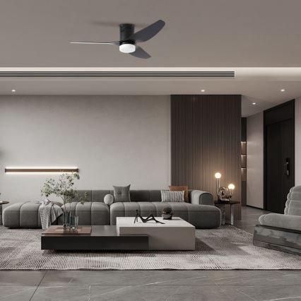 ZEVENTI - LED Reguliuojamas lubinis ventiliatorius PADUA LED/18W/230V 3000-6000K Wi-Fi Tuya juoda + nuotolinio valdymo pultas