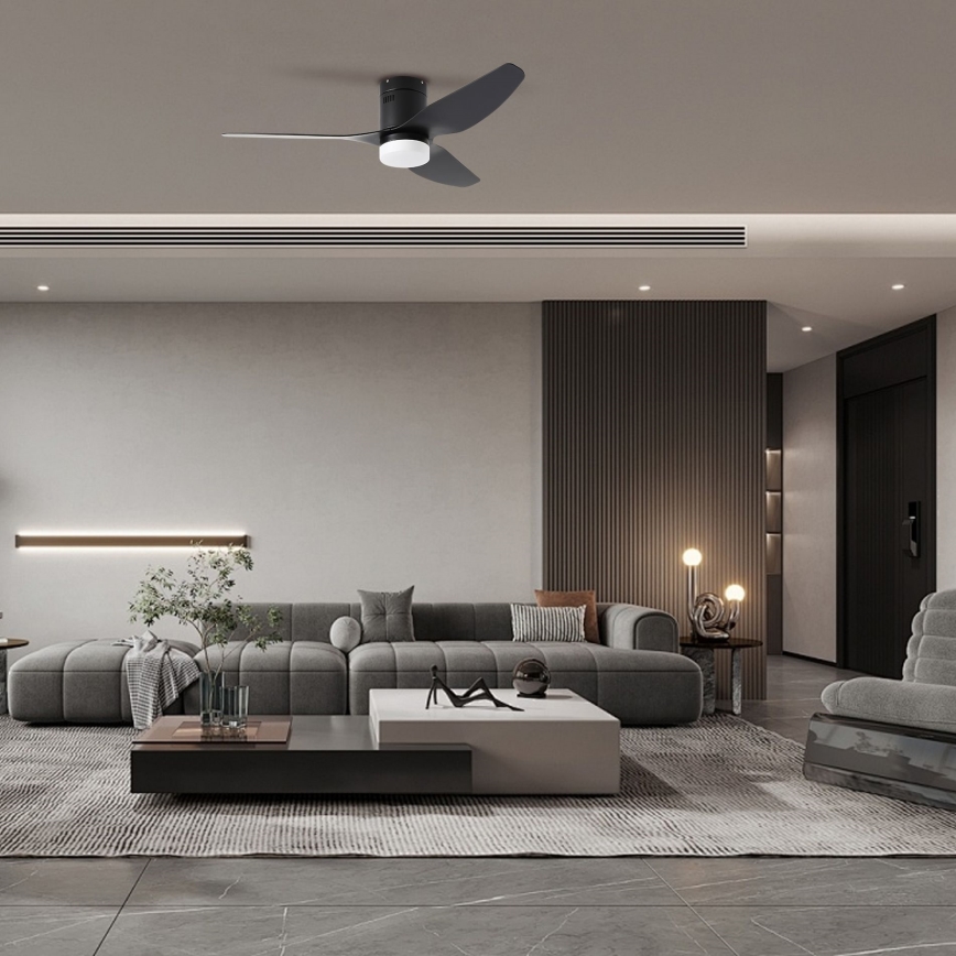 ZEVENTI - LED Reguliuojamas lubinis ventiliatorius PADUA LED/18W/230V 3000-6000K Wi-Fi Tuya juoda + nuotolinio valdymo pultas