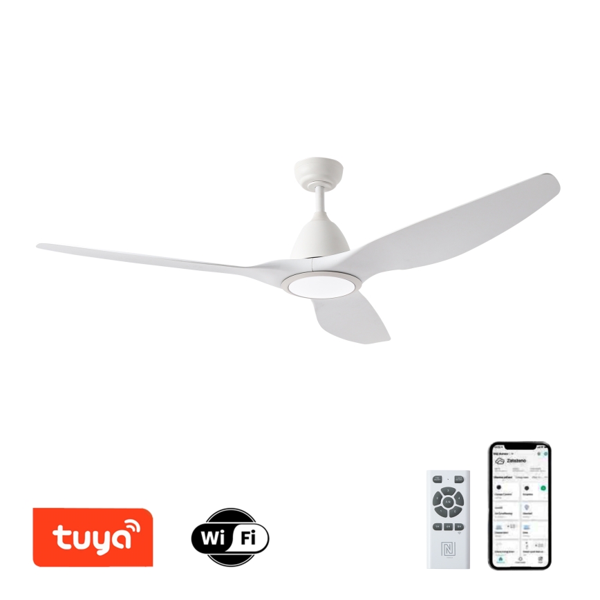 ZEVENTI - LED Reguliuojamas lubinis ventiliatorius URBINO LED/20W/230V 3000-6000K Wi-Fi Tuya balta + nuotolinio valdymo pultas